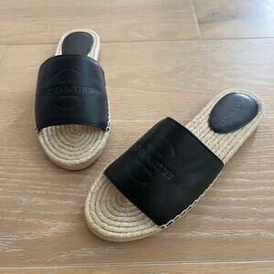 Coach Genuine Black Leather Cailin Espadrille Sandals Shoes in Ladies Size 8.5